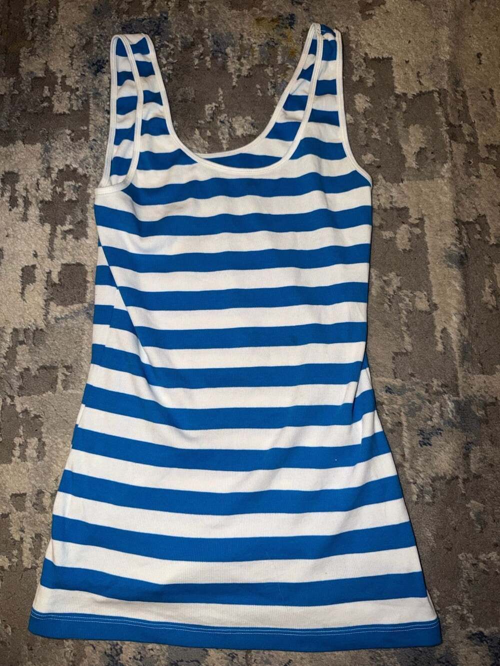 Old Navy Striped Tank Top Size L Blue White Scoop Neck